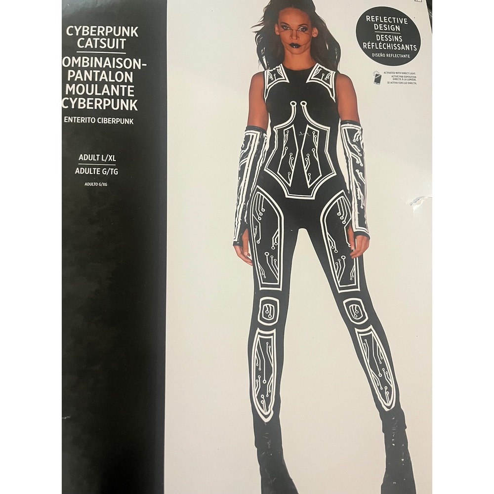 Amscan Cyberpunk Catsuit Costume Adult L/XL 16 Reflective Futuristic Jumpsuit
